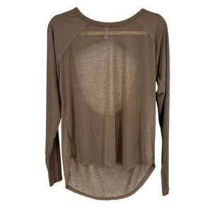 Free People Movement Back Into It Open Back Long Sleeve Top Brown Size Small